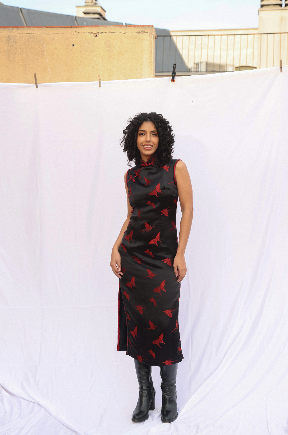 Crimson Shadow Qipao