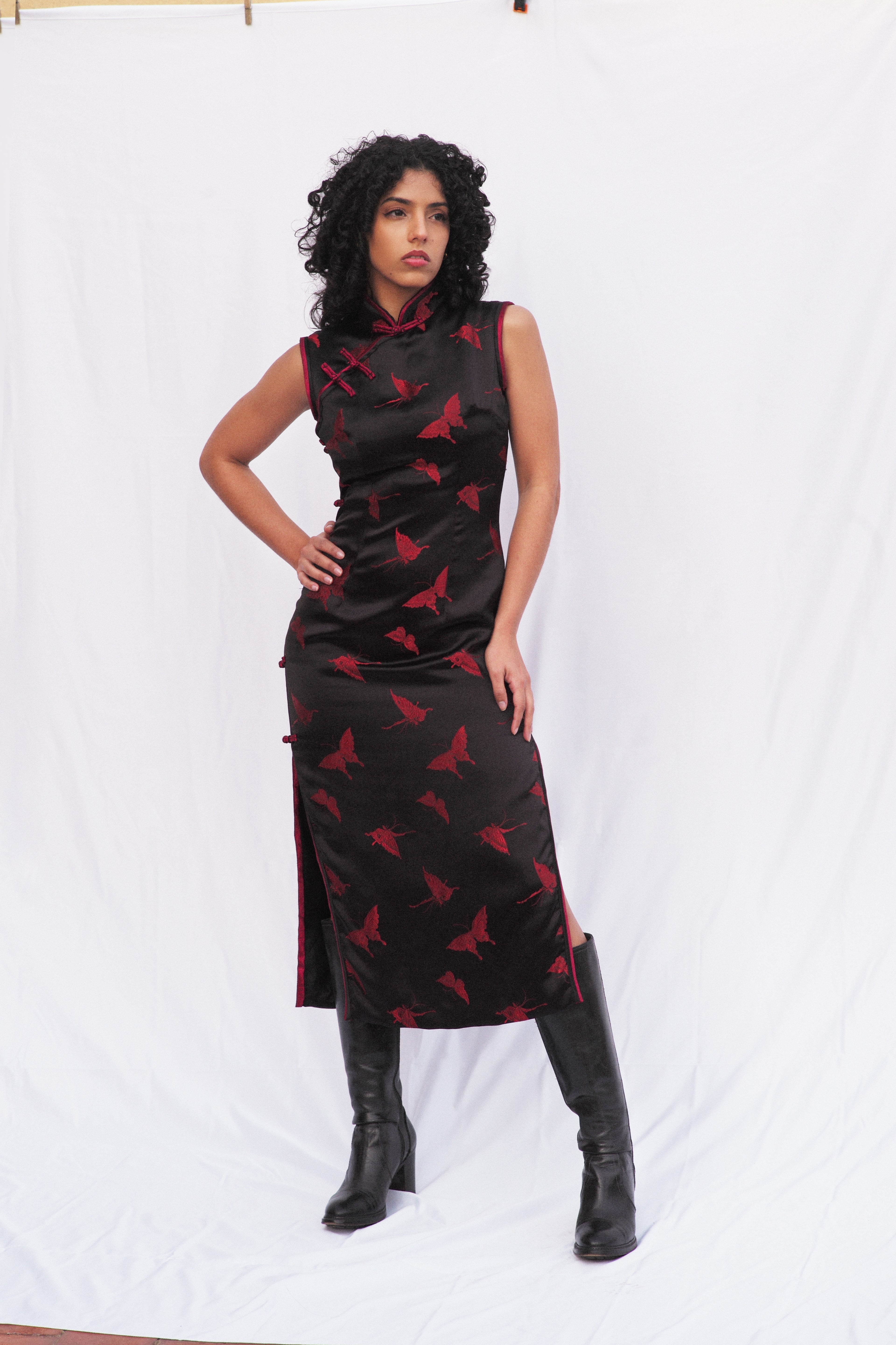 Crimson Shadow Qipao