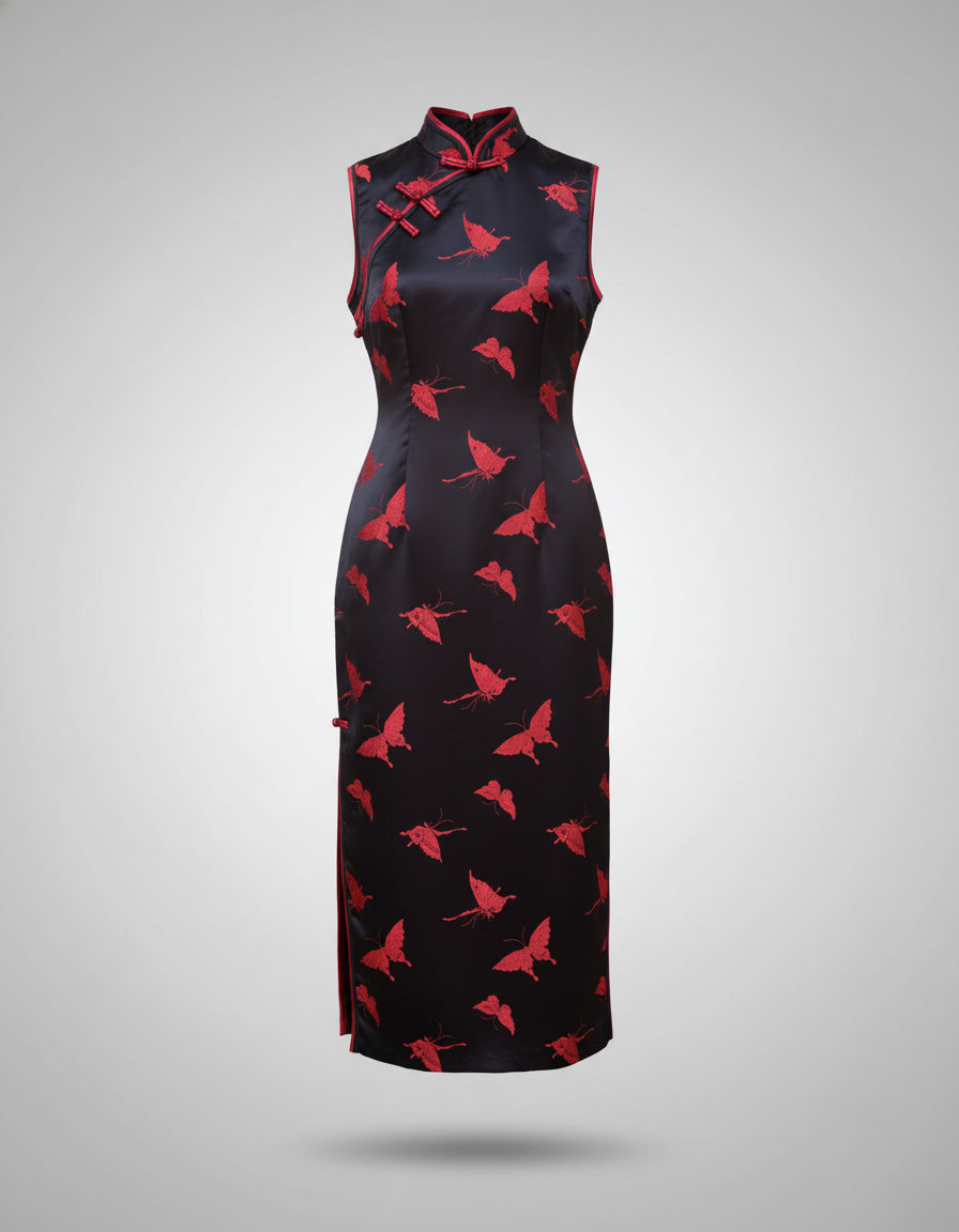 Crimson Shadow Qipao
