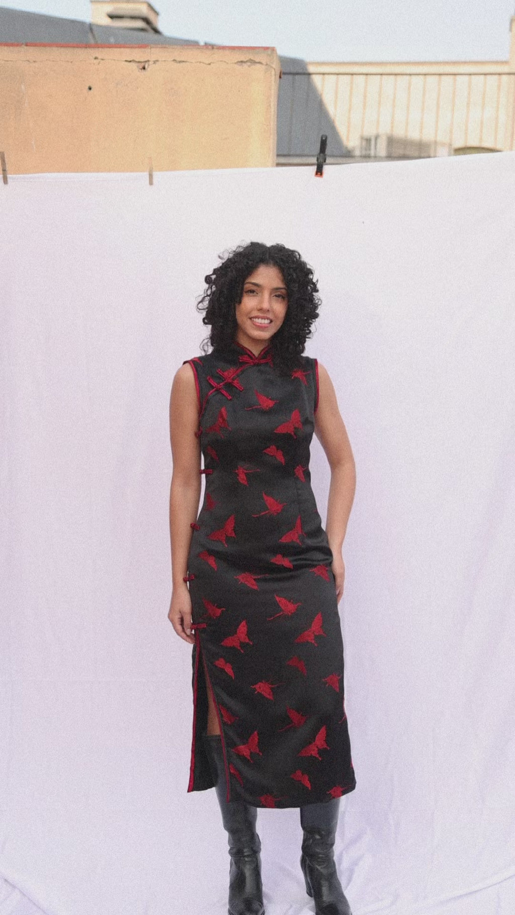 Crimson Shadow Qipao